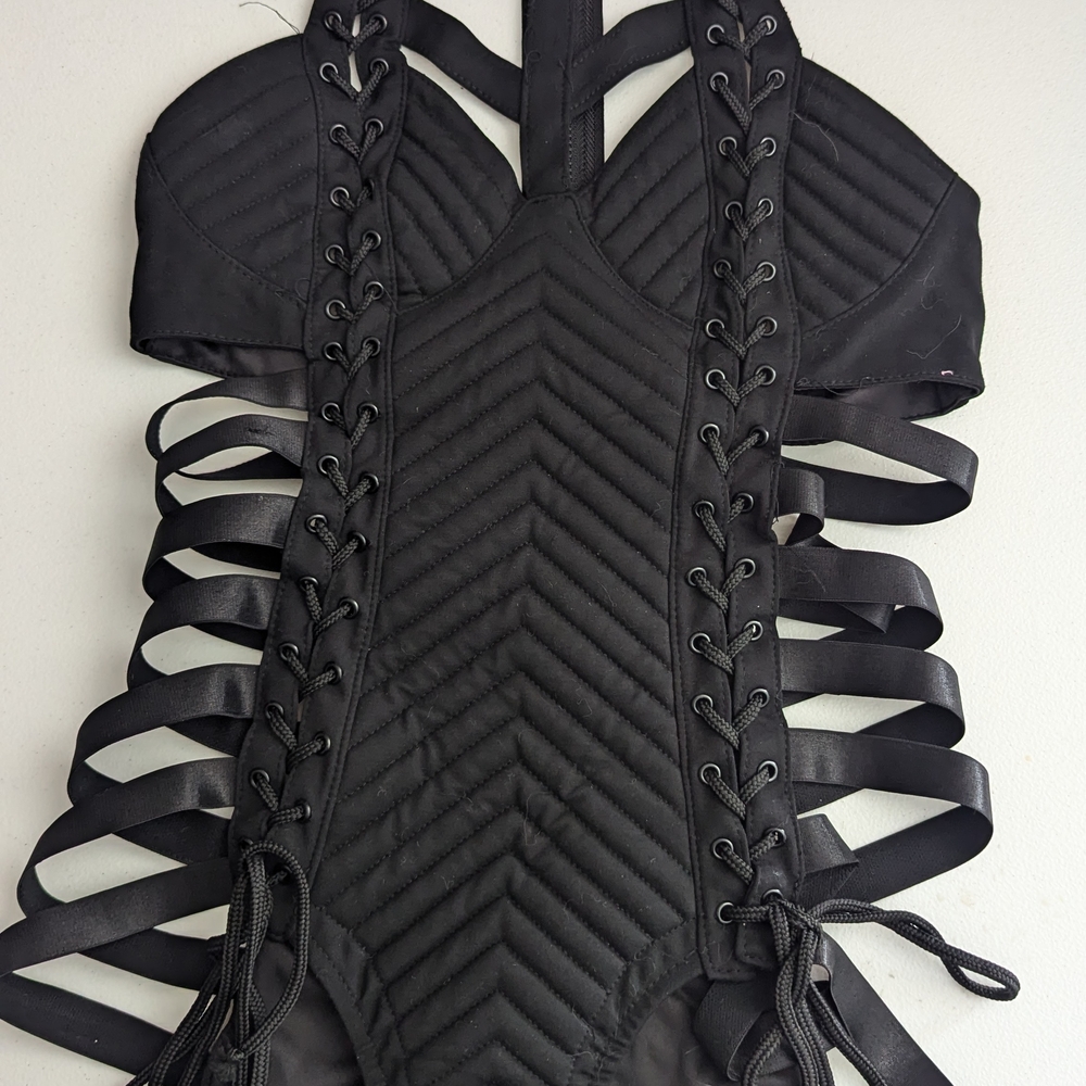 Black Strappy One-Piece Swimsuit